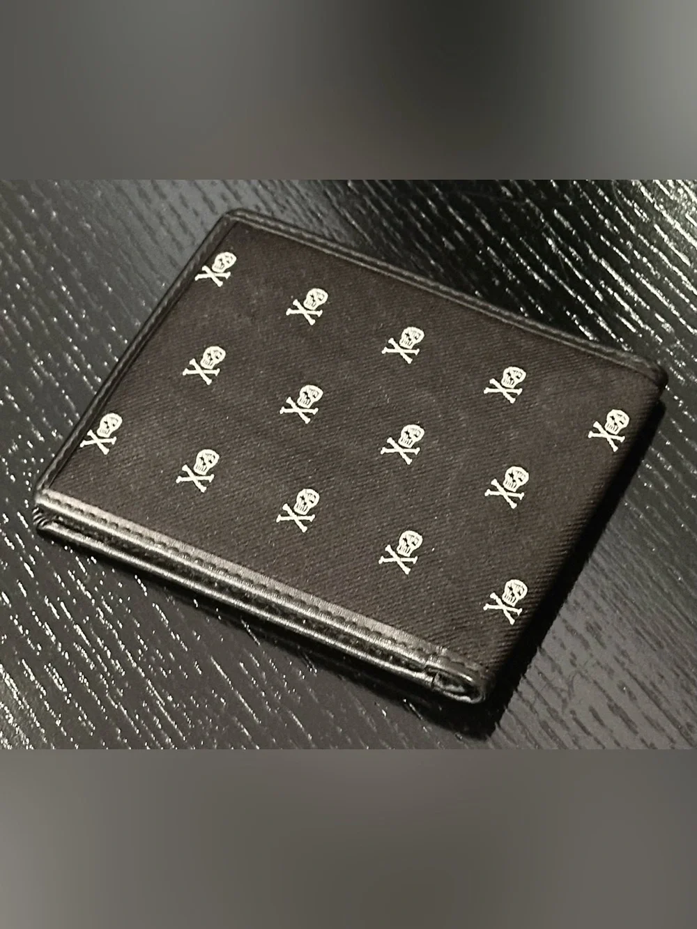 POLO RALPH LAUREN SKULL & BONES LEATHER CANVAS BIFOLD WALLET CARD SLOTS VRY RARE